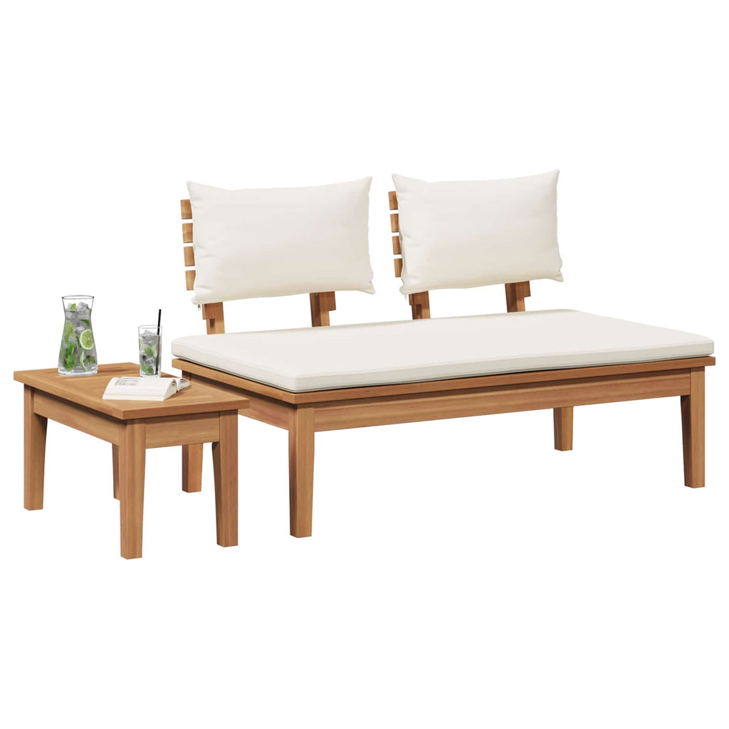 Garden Bench 2 pcs Cream and Brown Solid Teak wood