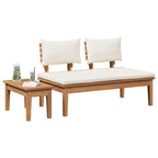 Garden Bench 2 pcs Cream and Brown Solid Teak wood
