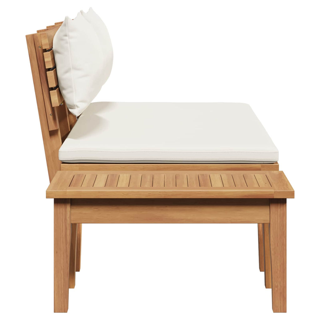 Garden Bench 2 pcs Cream and Brown Solid Teak wood