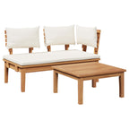 Garden Bench 2 pcs Cream and Brown Solid Teak wood