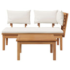 Garden Bench 2 pcs Cream and Brown Solid Teak wood