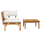 Garden Bench 2 pcs Cream and Brown Solid Teak wood