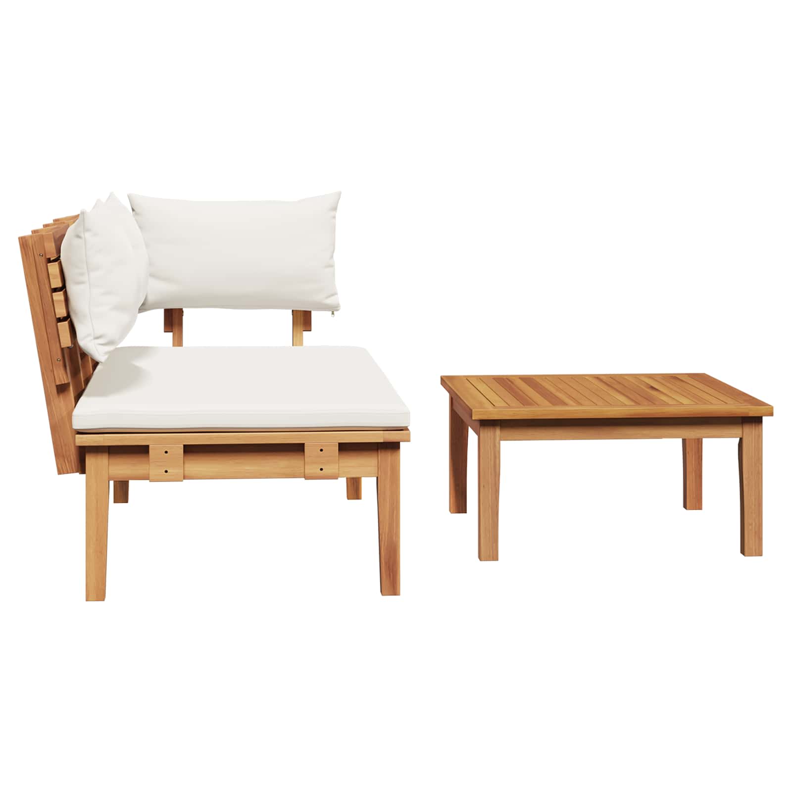 Garden Bench 2 pcs Cream and Brown Solid Teak wood