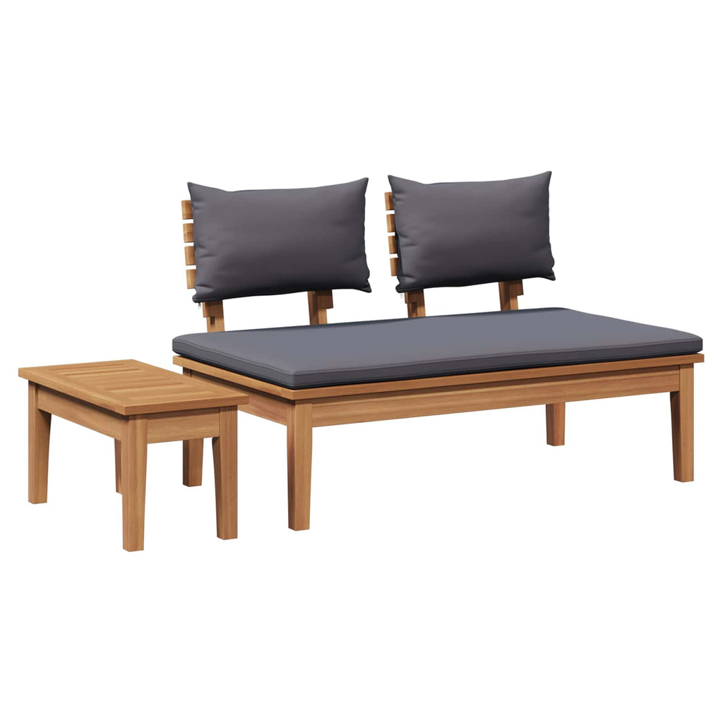 Garden Bench 2 pcs Grey and Brown Solid Teak wood