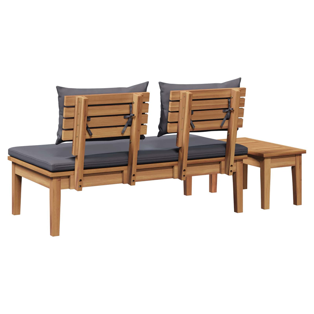 Garden Bench 2 pcs Grey and Brown Solid Teak wood