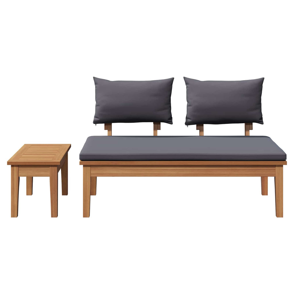 Garden Bench 2 pcs Grey and Brown Solid Teak wood