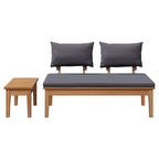Garden Bench 2 pcs Grey and Brown Solid Teak wood