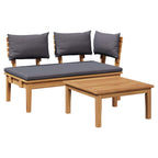 Garden Bench 2 pcs Grey and Brown Solid Teak wood