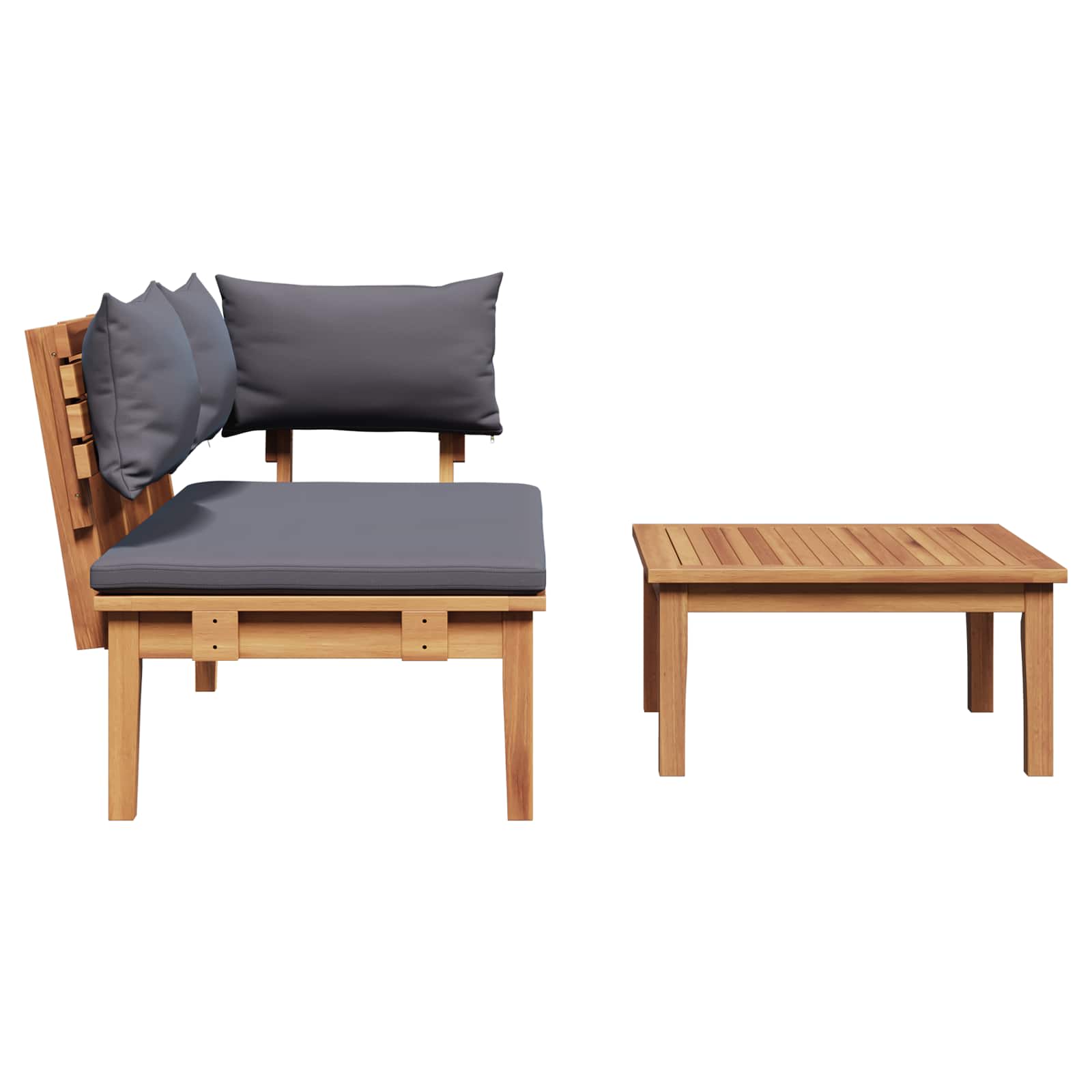 Garden Bench 2 pcs Grey and Brown Solid Teak wood