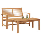 Bench 2 pcs Brown Solid Teak Wood