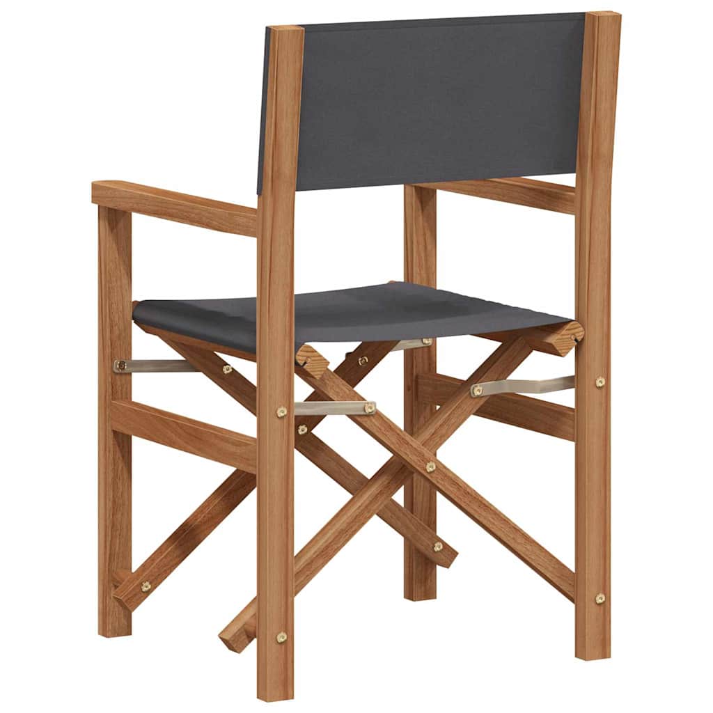 Folding Director's Chair Grey 56 x 54 x 87 cm Solid Teak Wood