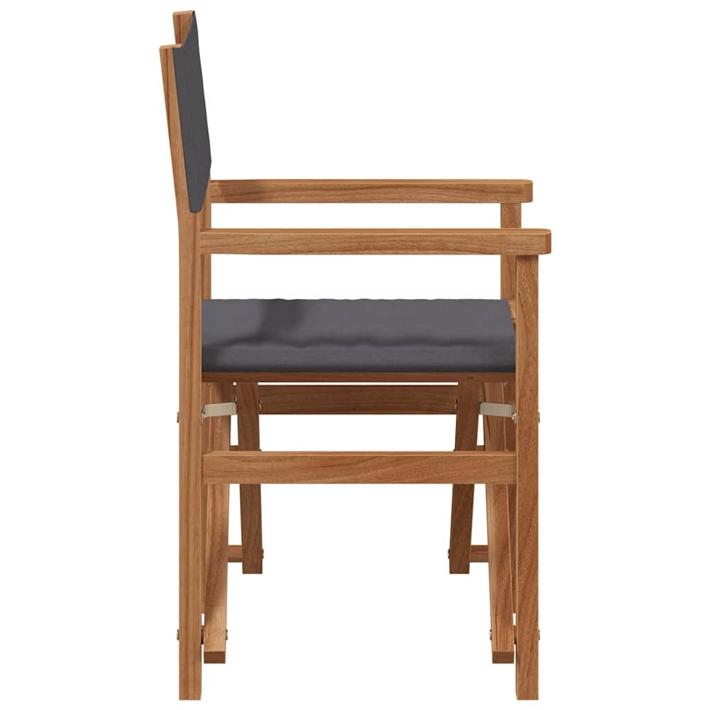 Folding Director's Chair Grey 56 x 54 x 87 cm Solid Teak Wood