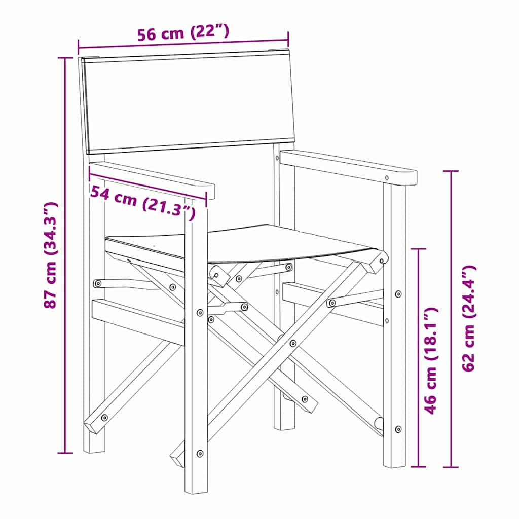 Folding Director's Chair Grey 56 x 54 x 87 cm Solid Teak Wood