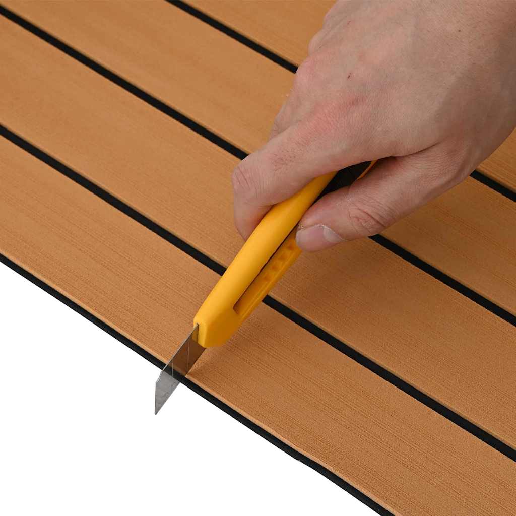 Boat Mat Brown with Black Lines 240 x 90 x 0.5 cm EVA