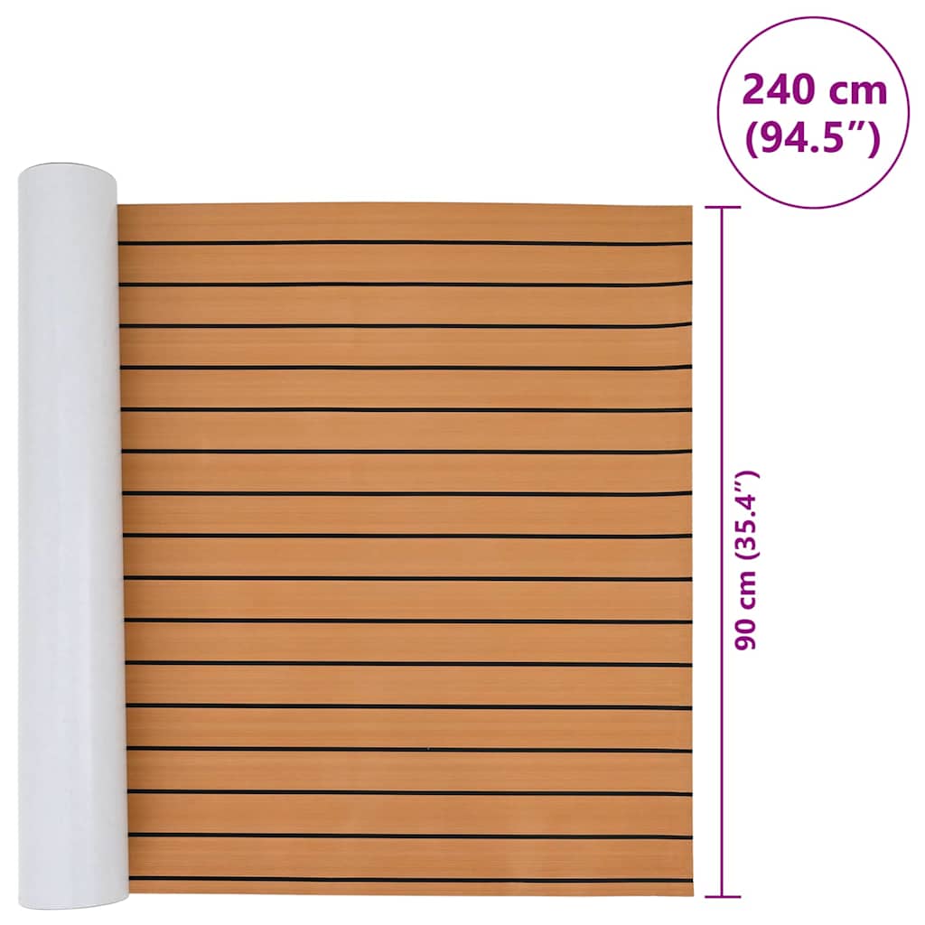 Boat Mat Brown with Black Lines 240 x 90 x 0.5 cm EVA