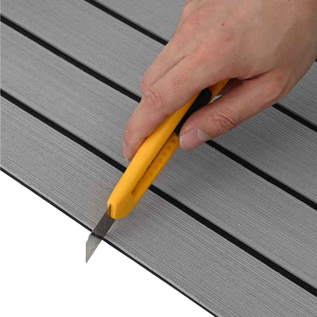 Boat Mat Striped Light Grey with Black 240 x 90 x 0.5 cm EVA