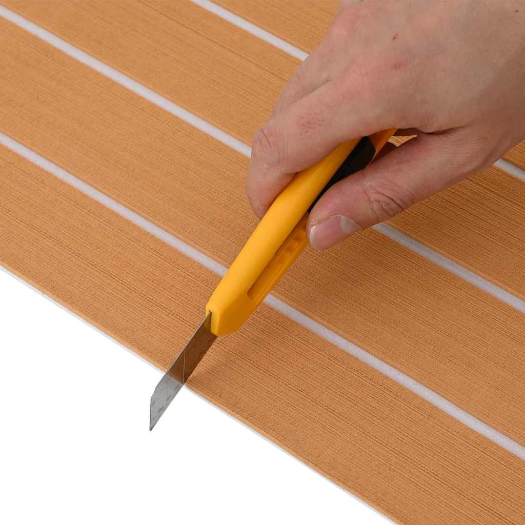 Boat Mat Striped Brown with White 240 x 90 x 0.5 cm EVA