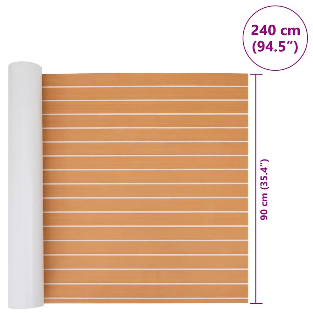 Boat Mat Striped Brown with White 240 x 90 x 0.5 cm EVA