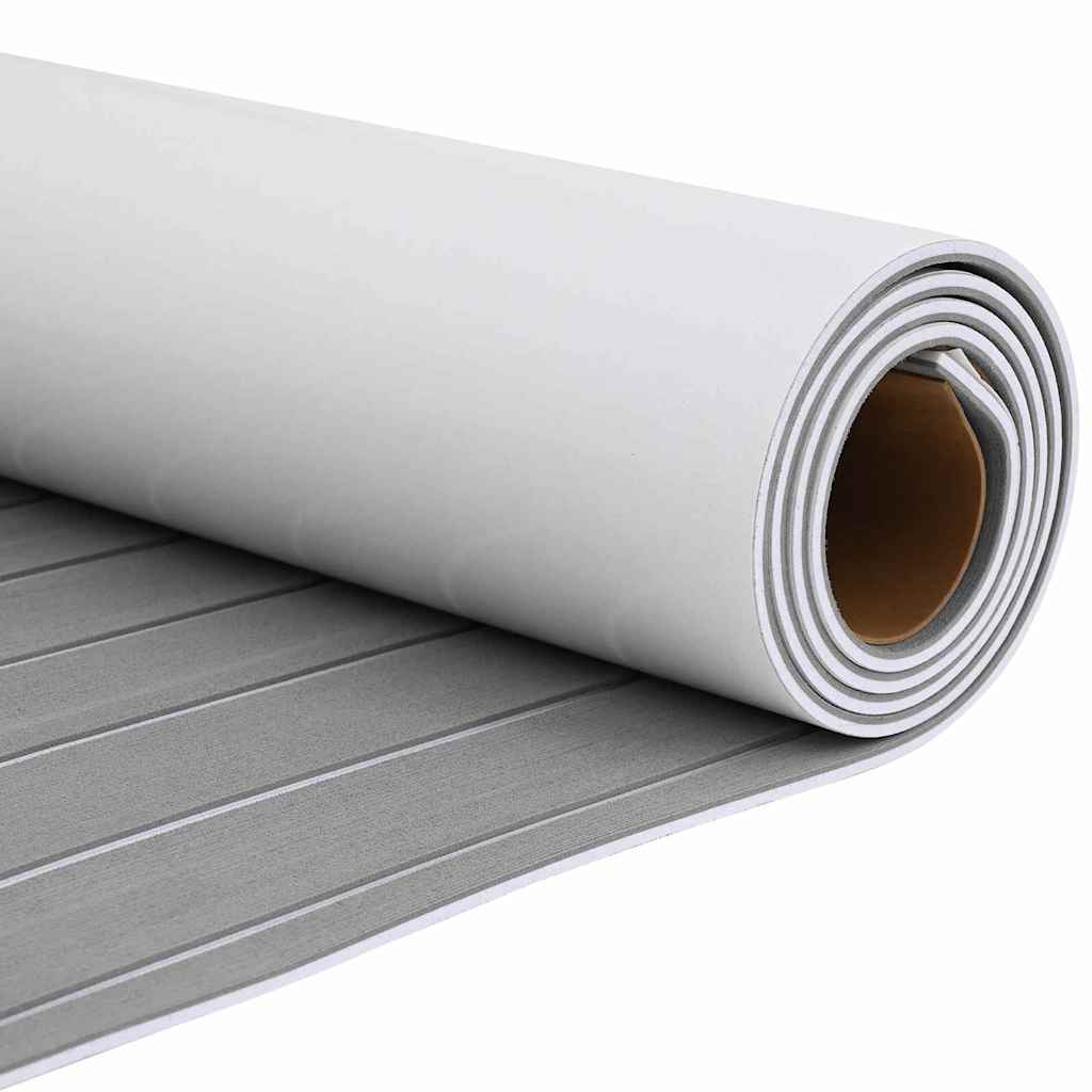 Boat Mat Striped Light Grey with White 240 x 90 x 0.5 cm EVA