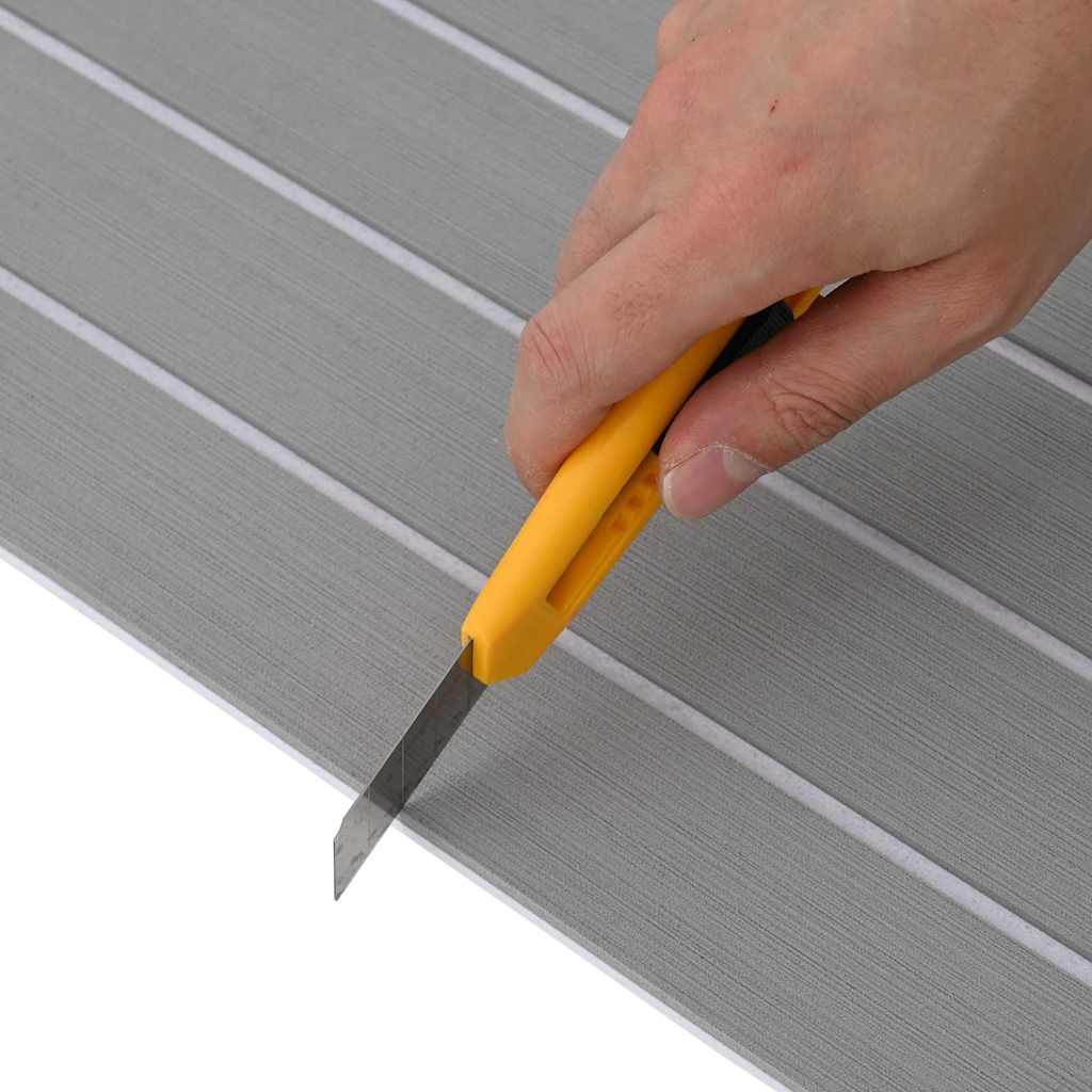 Boat Mat Striped Light Grey with White 240 x 90 x 0.5 cm EVA