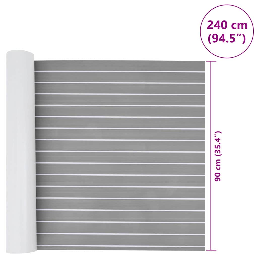 Boat Mat Striped Light Grey with White 240 x 90 x 0.5 cm EVA
