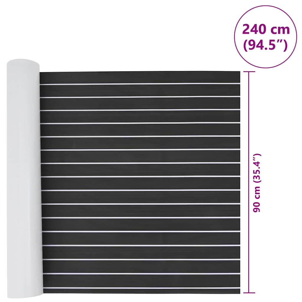 Boat Mat Striped Dark Grey with White 240 x 90 x 0.5 cm EVA