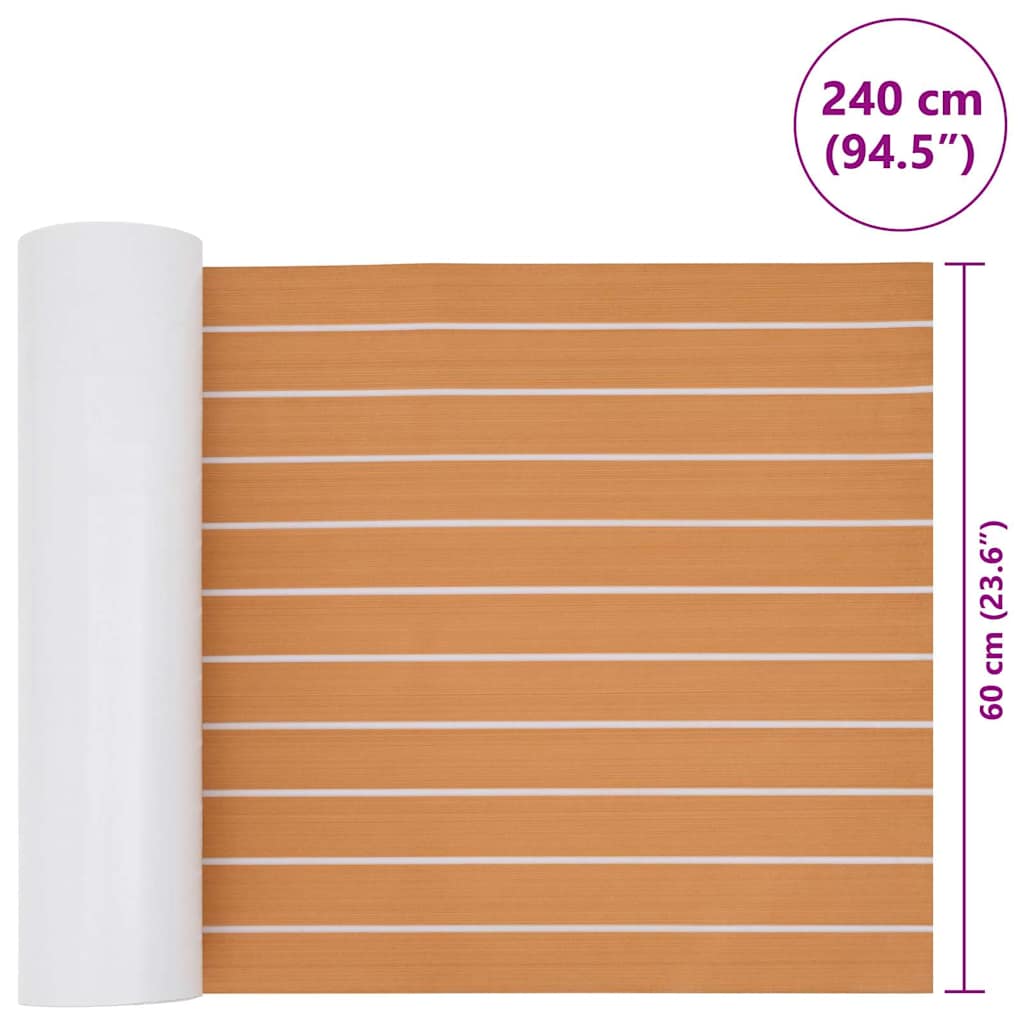 Boat Mat Striped Brown with White 240 x 60 x 0.5 cm EVA