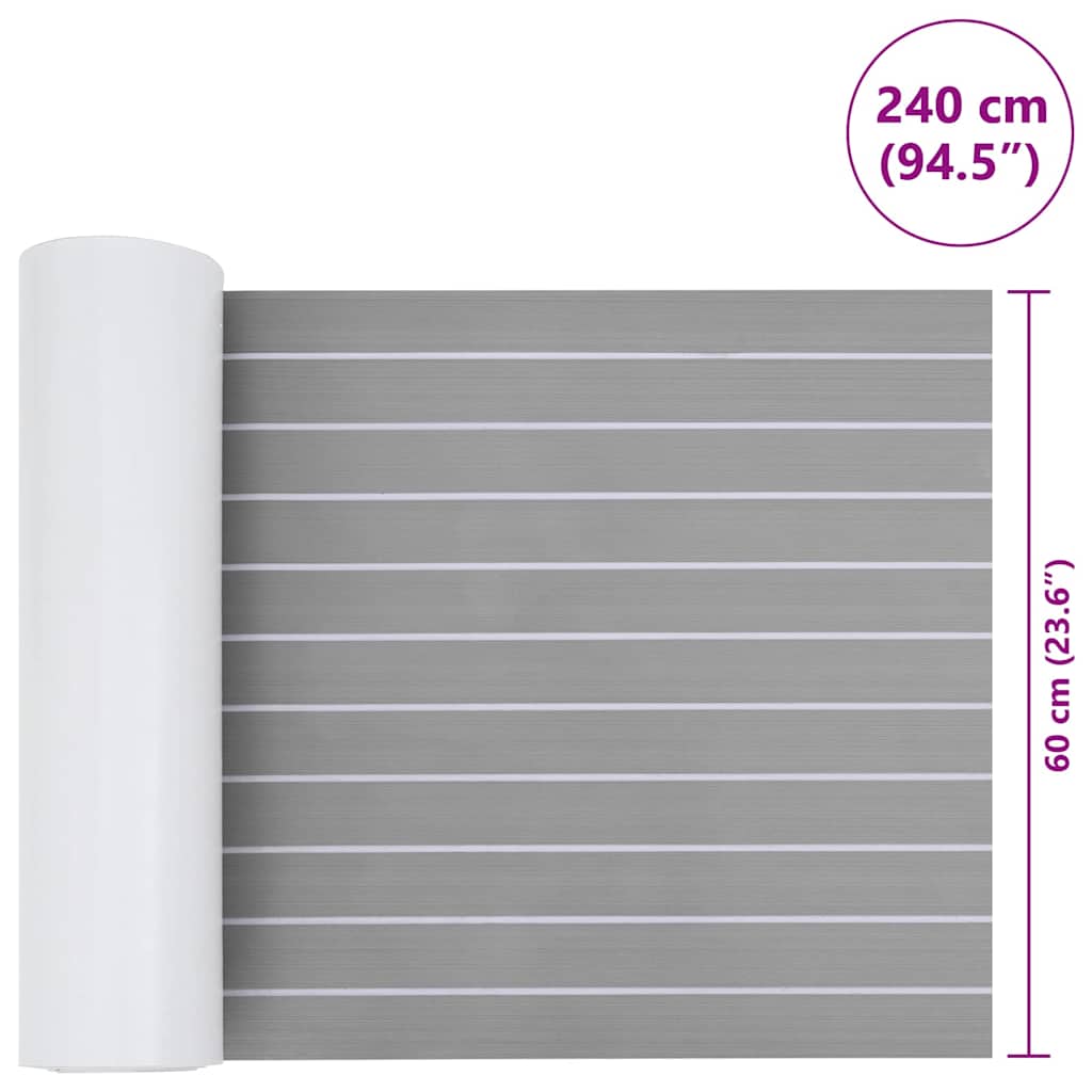 Boat Mat Striped Light Grey with White 240 x 60 x 0.5 cm EVA