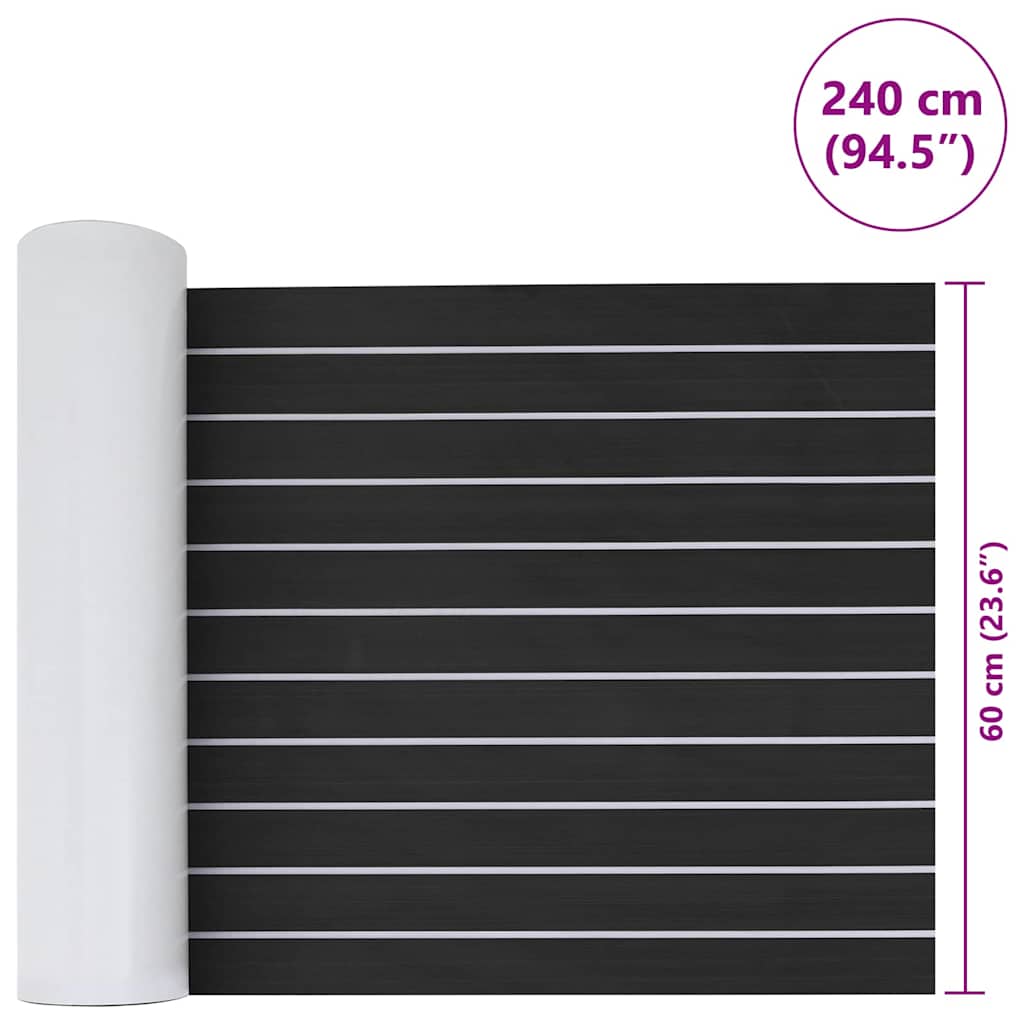Boat Mat Striped Dark Grey with White 240 x 60 x 0.5 cm EVA