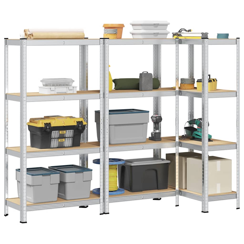 4-Layer Storage Shelves 4 Pcs Steel&Engineered Wood