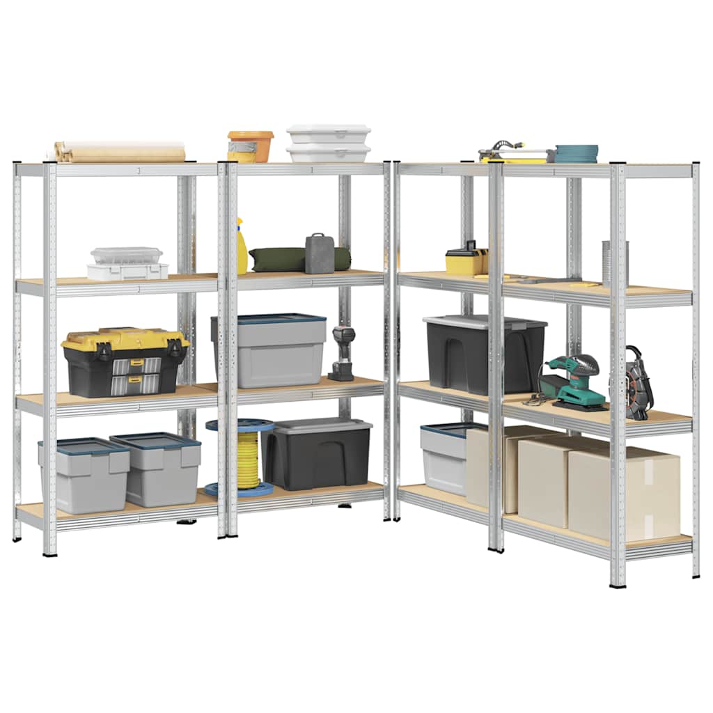 4-Layer Storage Shelves 4 Pcs Steel&Engineered Wood