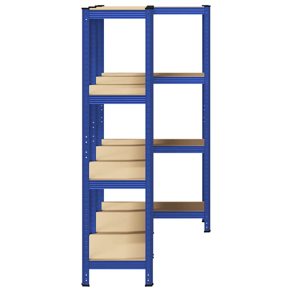 4-Layer Storage Shelves 3 pcs Blue Steel&Engineered Wood