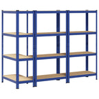4-Layer Storage Shelves 3 pcs Blue Steel&Engineered Wood