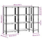 4-Layer Storage Shelves 3 pcs Blue Steel&Engineered Wood