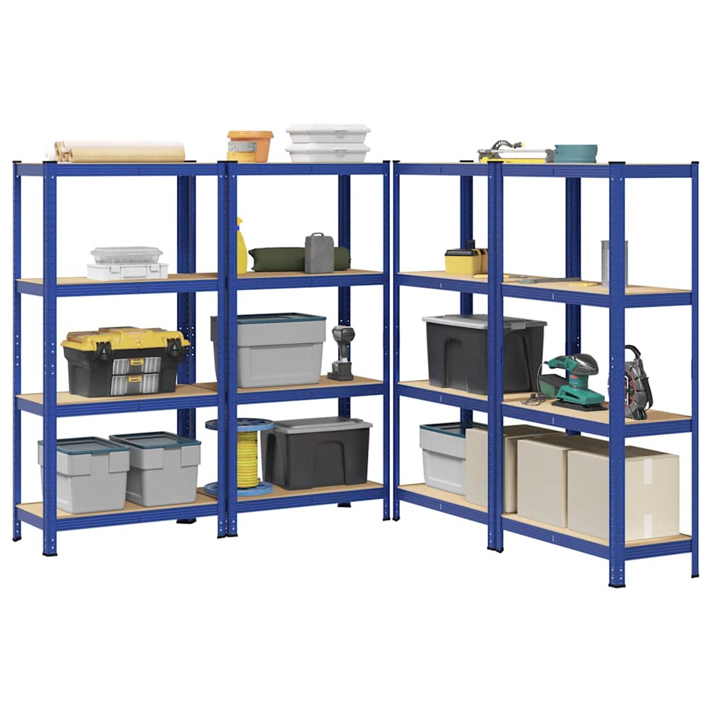 4-Layer Storage Shelves 4 Pcs Steel&Engineered Wood