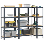 4-Layer Storage Shelves 4 Pcs Steel&Engineered Wood