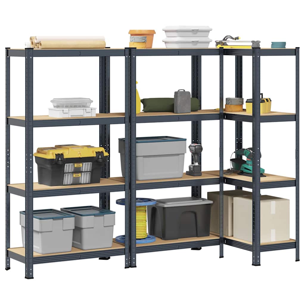 4-Layer Storage Shelves 4 Pcs Steel&Engineered Wood