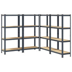 4-Layer Storage Shelves 4 Pcs Steel&Engineered Wood