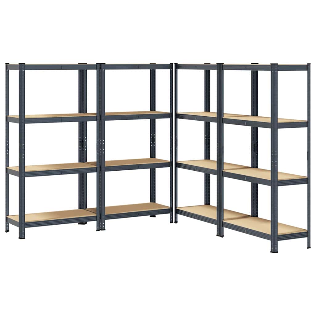4-Layer Storage Shelves 4 Pcs Steel&Engineered Wood