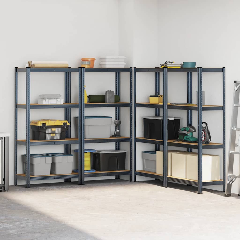 4-Layer Storage Shelves 4 Pcs Steel&Engineered Wood