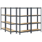 4-Layer Storage Shelves 4 Pcs Steel&Engineered Wood