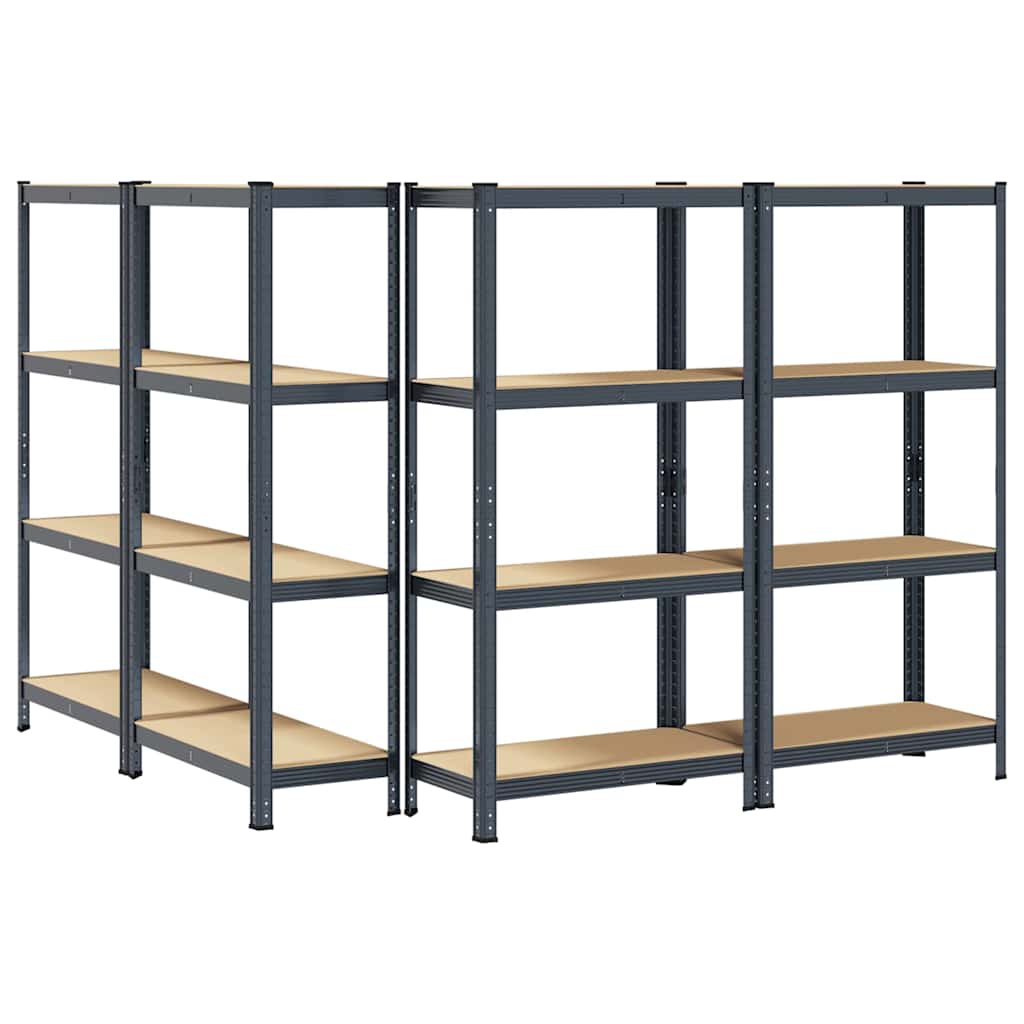 4-Layer Storage Shelves 4 Pcs Steel&Engineered Wood
