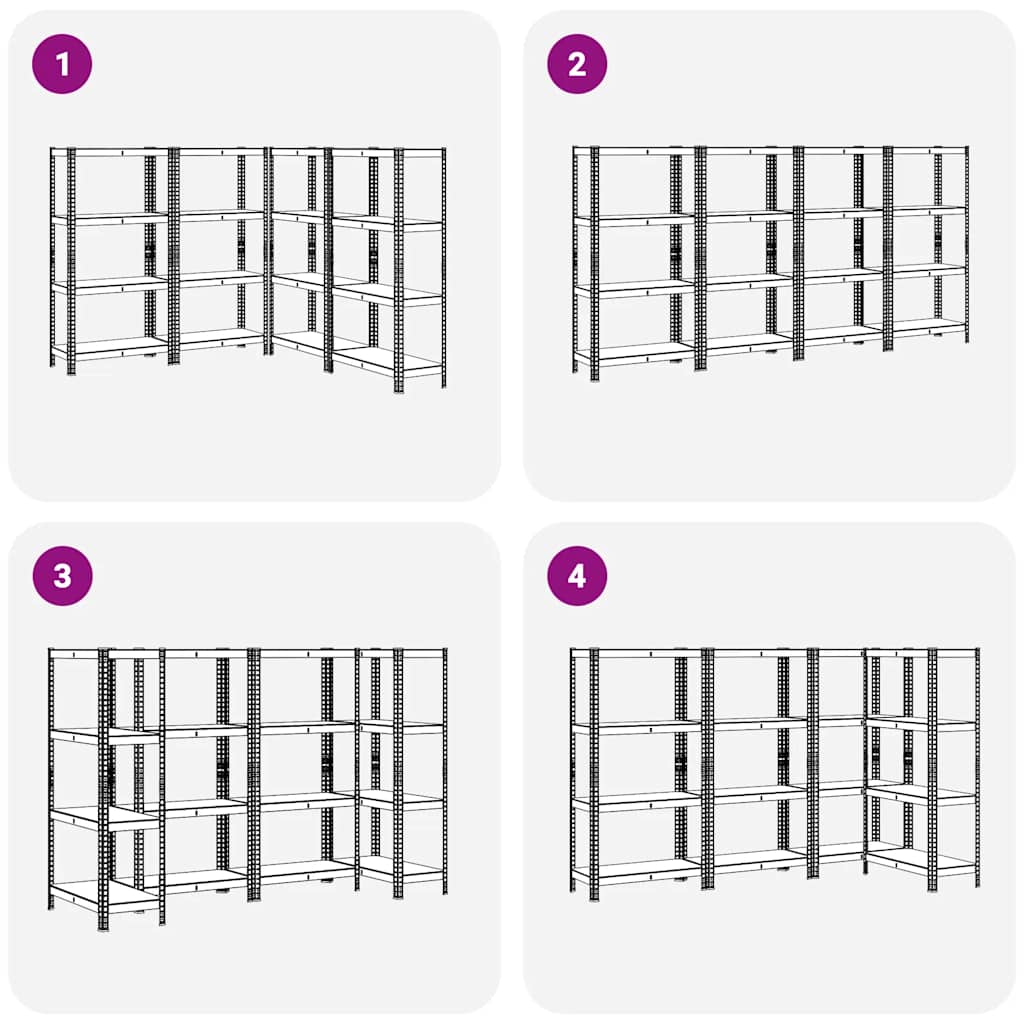 4-Layer Storage Shelves 4 Pcs Steel&Engineered Wood