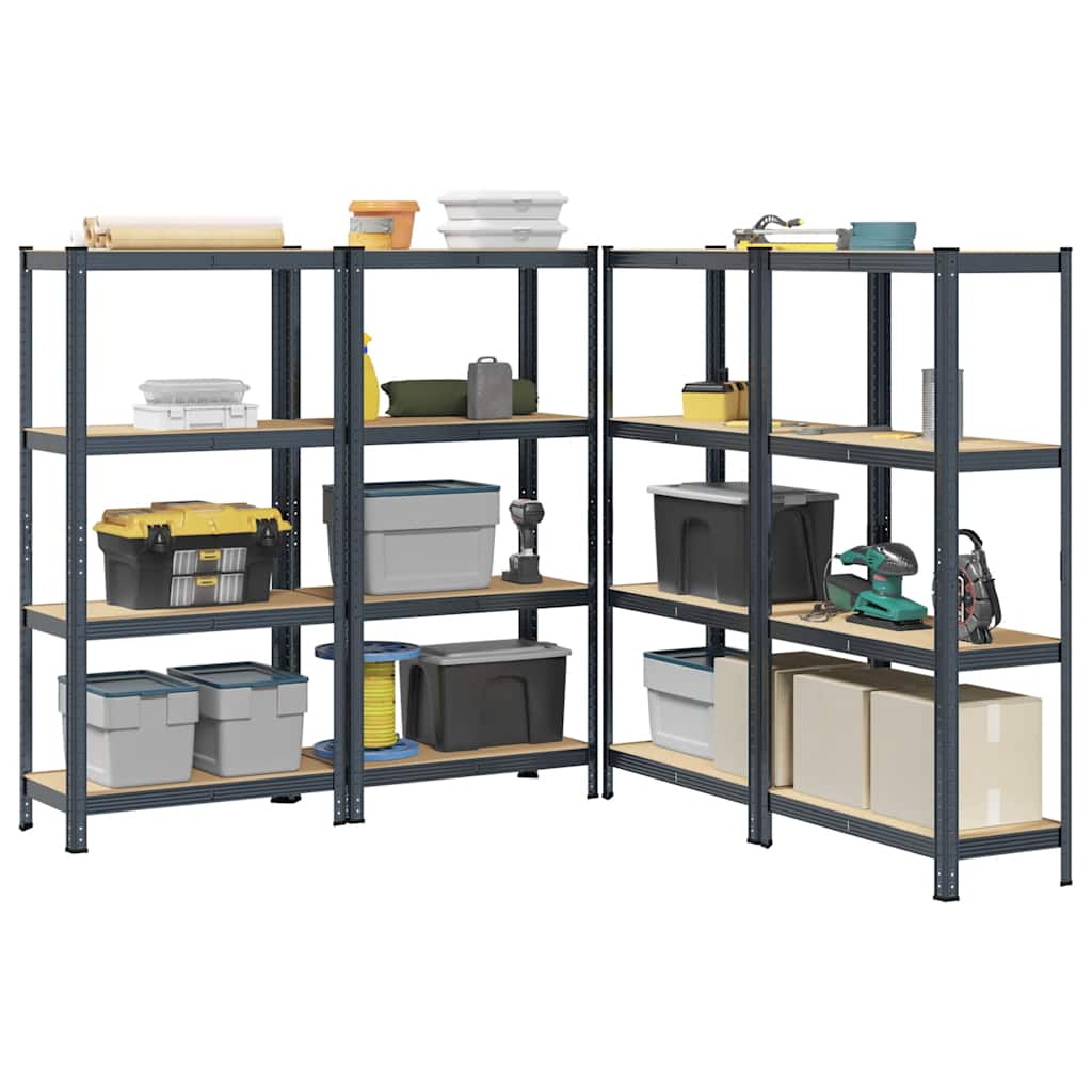 4-Layer Storage Shelves 4 Pcs Steel&Engineered Wood