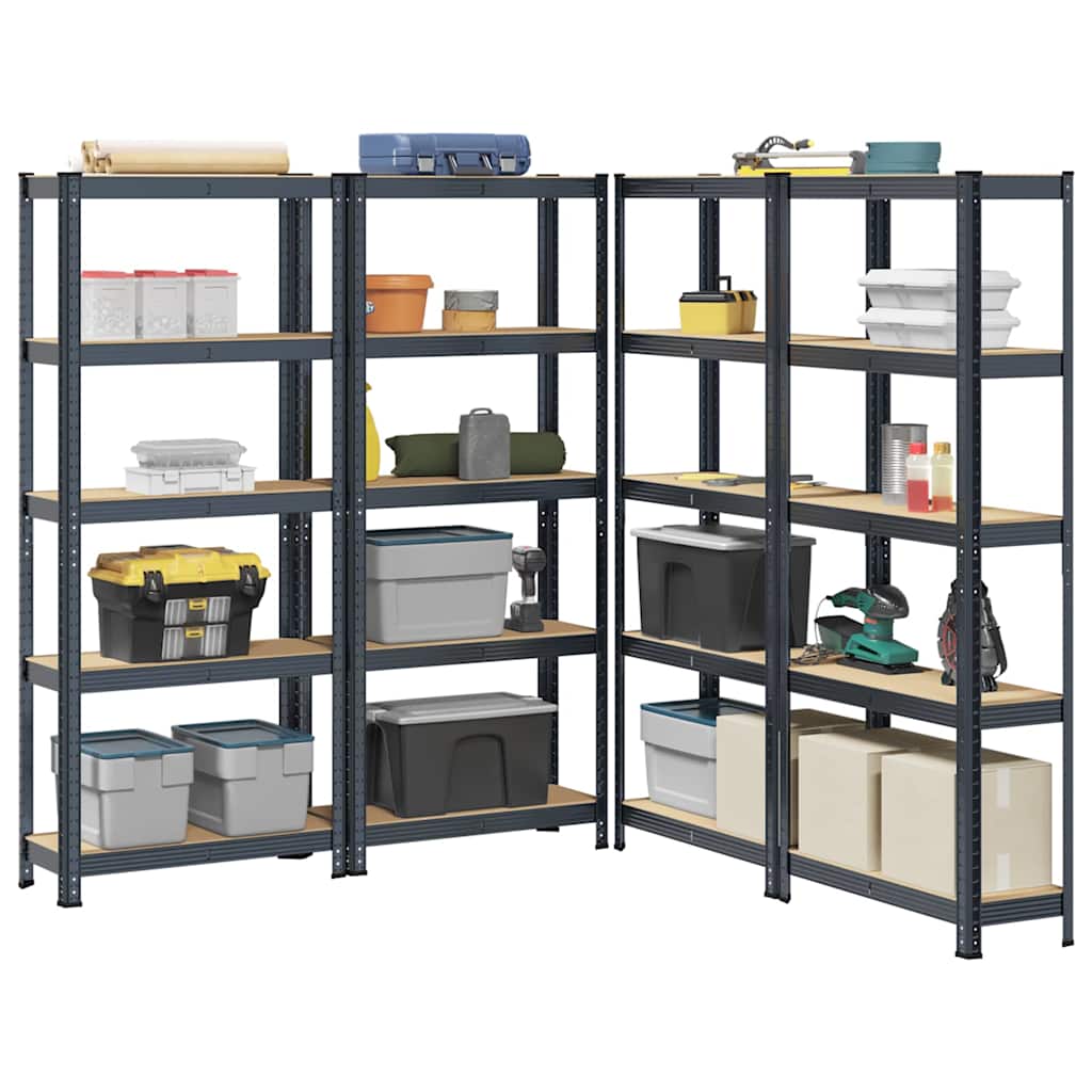 4-Layer Storage Shelves 4 Pcs Steel&Engineered Wood