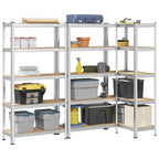4-Layer Storage Shelves 4 Pcs Steel&Engineered Wood