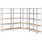 5-Layer Storage Shelves 4 pcs Silver Steel&Engineered Wood