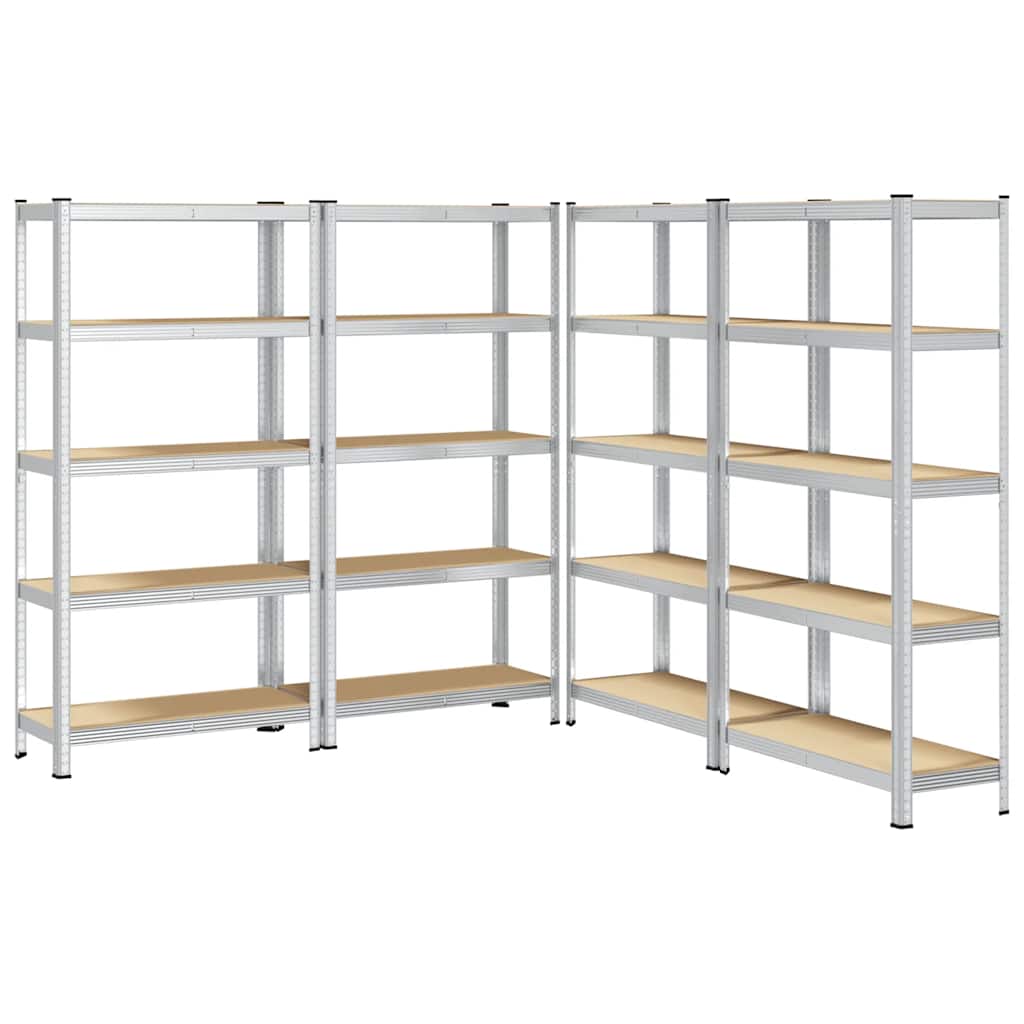 5-Layer Storage Shelves 4 pcs Silver Steel&Engineered Wood