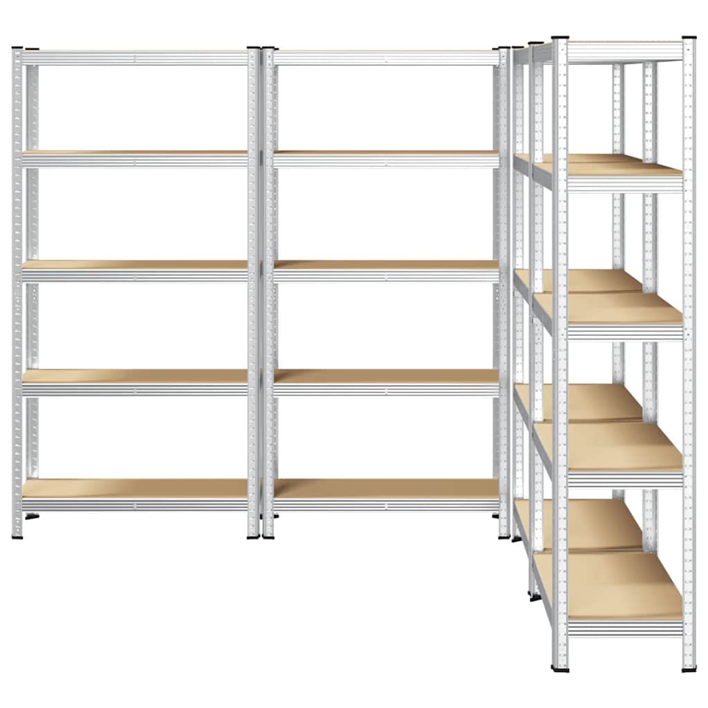5-Layer Storage Shelves 4 pcs Silver Steel&Engineered Wood