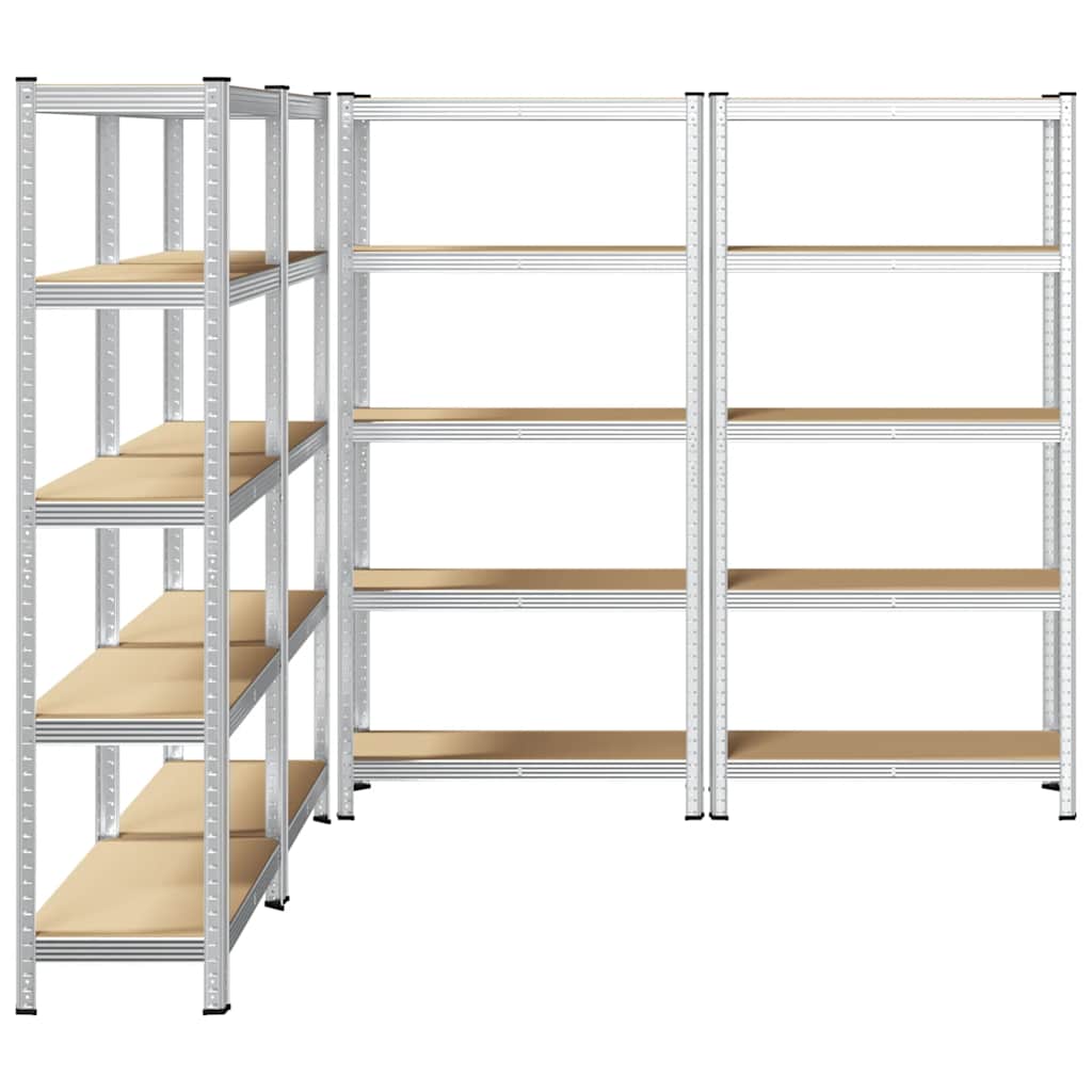 5-Layer Storage Shelves 4 pcs Silver Steel&Engineered Wood